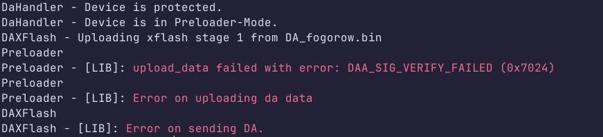 MTKClient fails on uploading the extracted DA